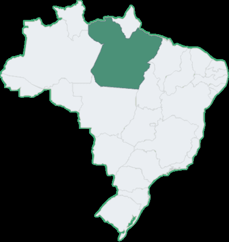Mapa do Brasil com o Pará em destaque